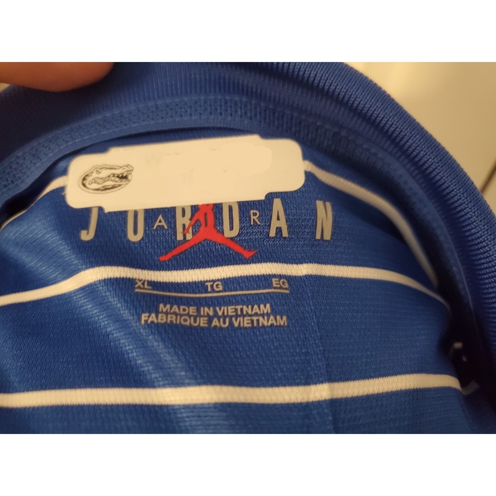 Florida Gators Air Jordan On Field Polo Mens XL Dri Fit Blue Striped Team Issued - Picture 6 of 7